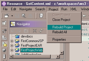 Rebuild Project menu item