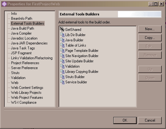 External Tools Builders project settings