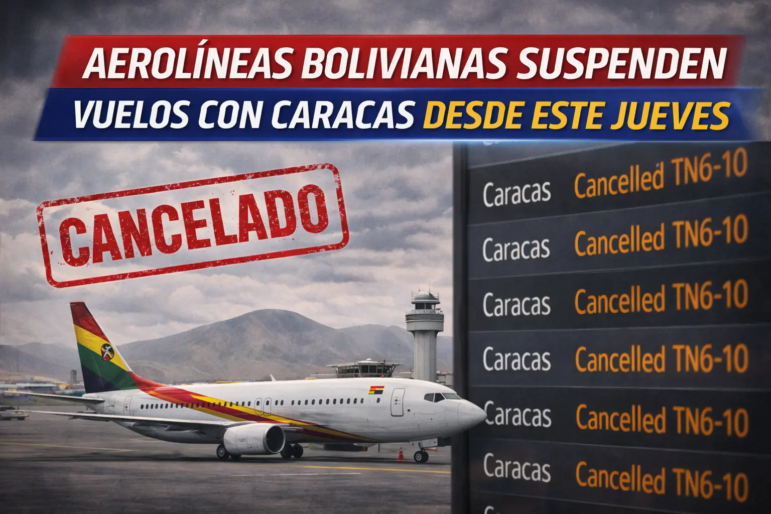 Aerolíneas bolivianas suspenden vuelos con Caracas desde este jueves